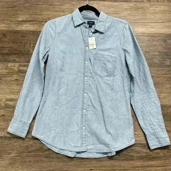 J. Crew Light Blue Jean Casual Button Down Shirt - Picture 1 of 3
